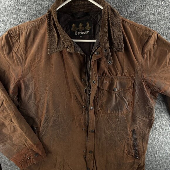 Barbour Middleburn Waxed Jacket Men Full Zip XL Brown Lined Insulated Chore Farm - Picture 1 of 16